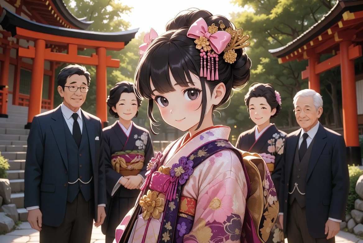 娘の七五三。AI画像です
